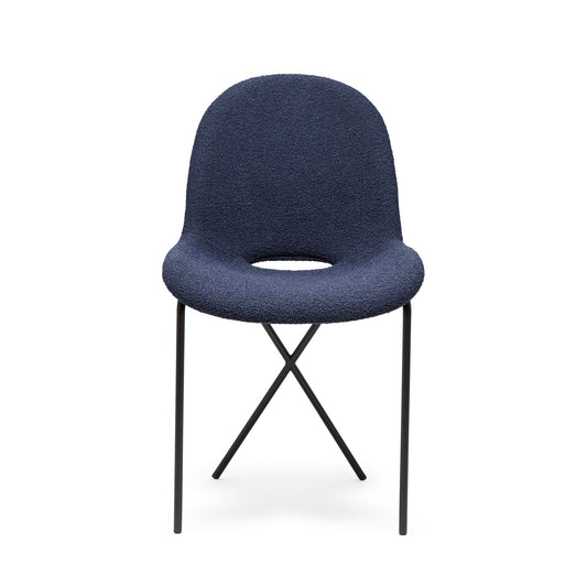 Cross Leg Side Chair Riso Boucle Midnight - ScentiMelti Home Fragrance, Beauty & Gifts UK