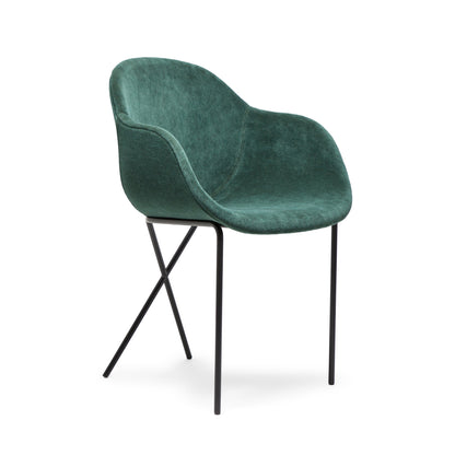 Cross Leg Armchair Alpaca Velvet Emerald - ScentiMelti Home Fragrance, Beauty & Gifts UK