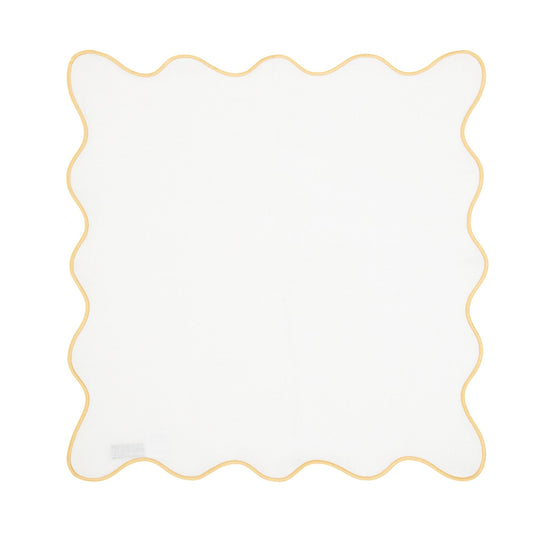 Scallop Linen Napkin White & Yellow 45 x 45cm - ScentiMelti Home Fragrance, Beauty & Gifts UK