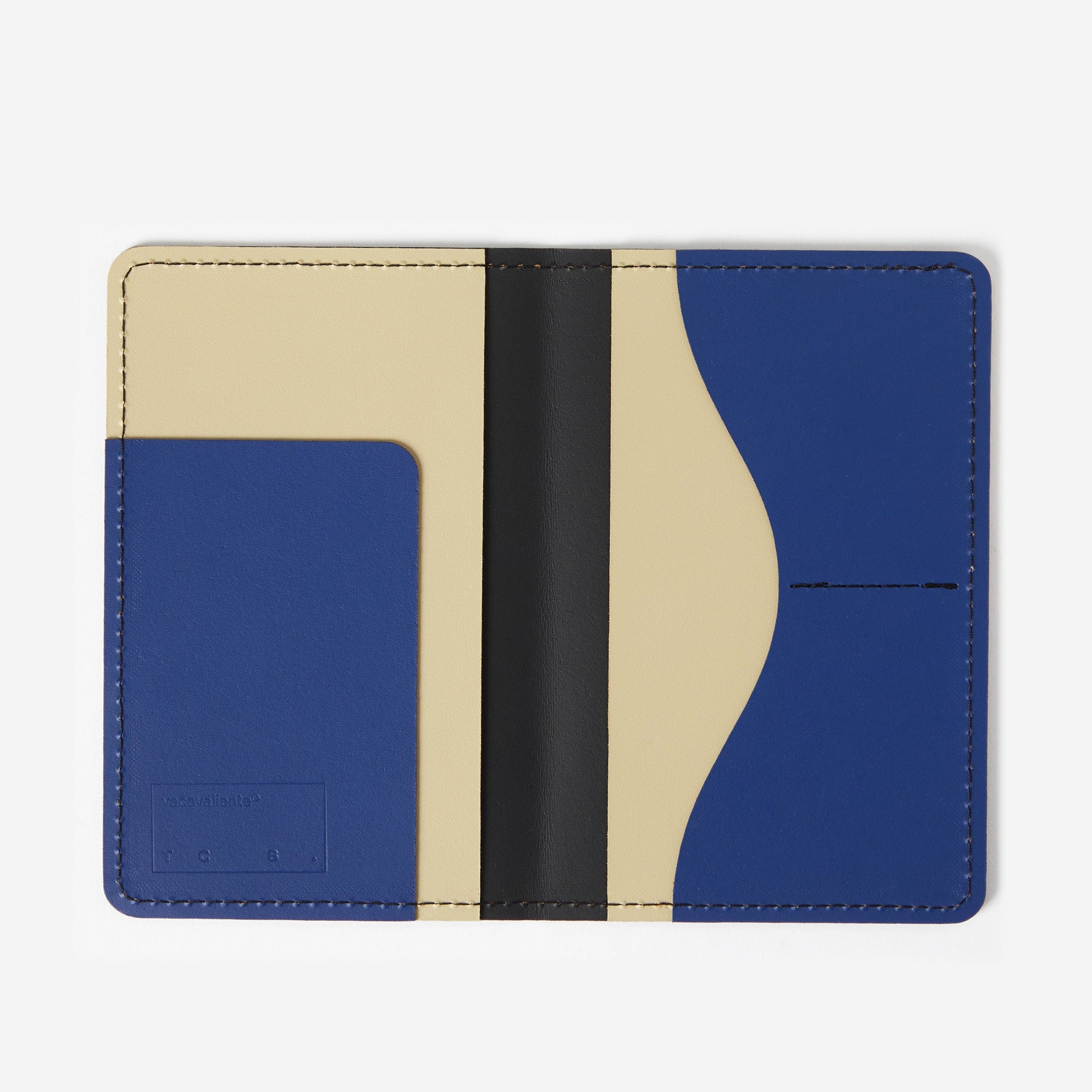 Cuero Two Tone Passport Holder Black, Sand & Blue - ScentiMelti Home Fragrance, Beauty & Gifts UK