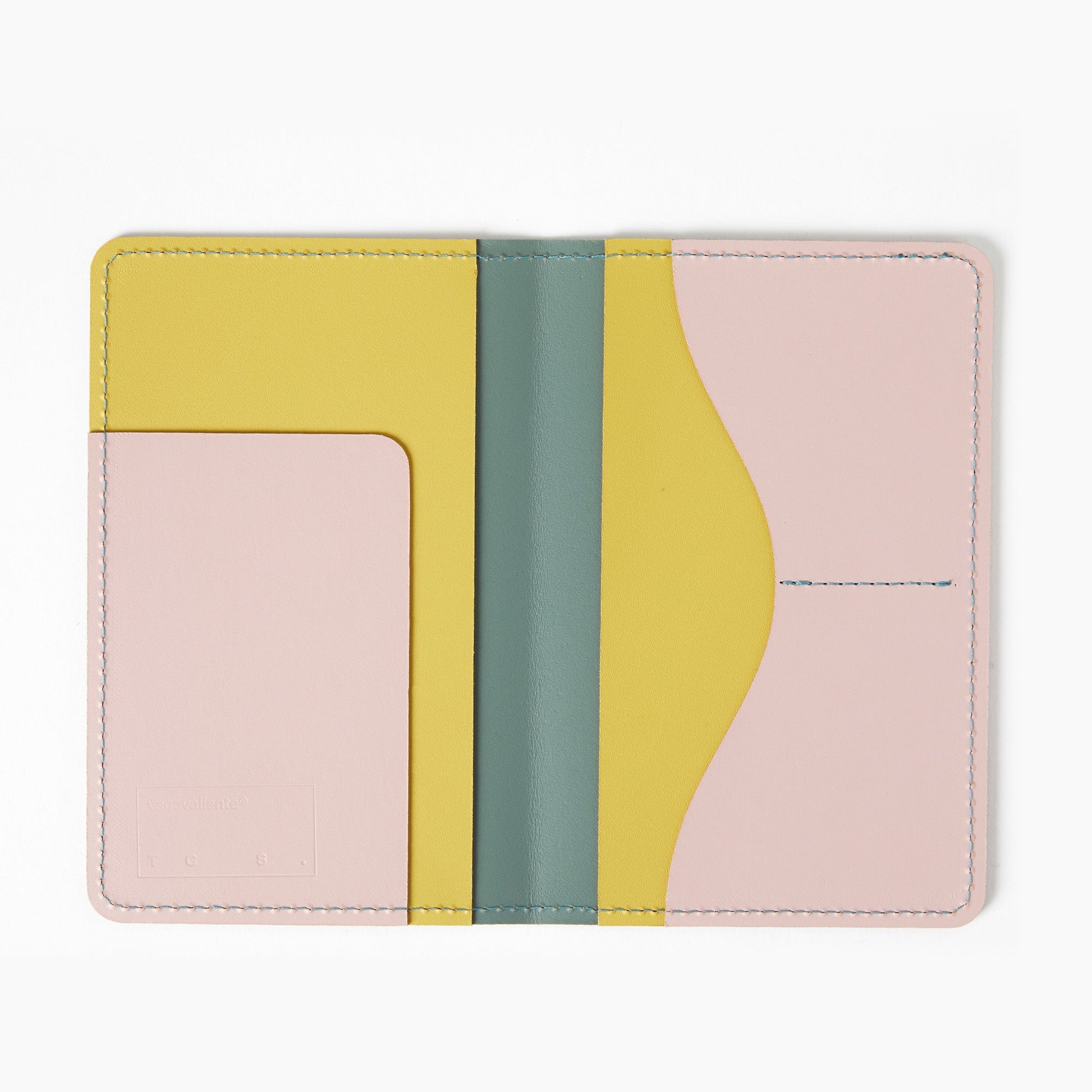 Cuero Two Tone Passport Holder Eucalyptus, Mustard & Soft Pink - ScentiMelti Home Fragrance, Beauty & Gifts UK