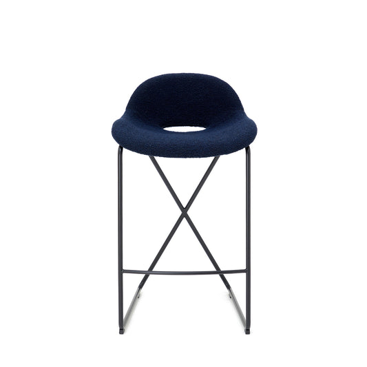 Cross Leg Counter Stool Riso Boucle Midnight - ScentiMelti Home Fragrance, Beauty & Gifts UK