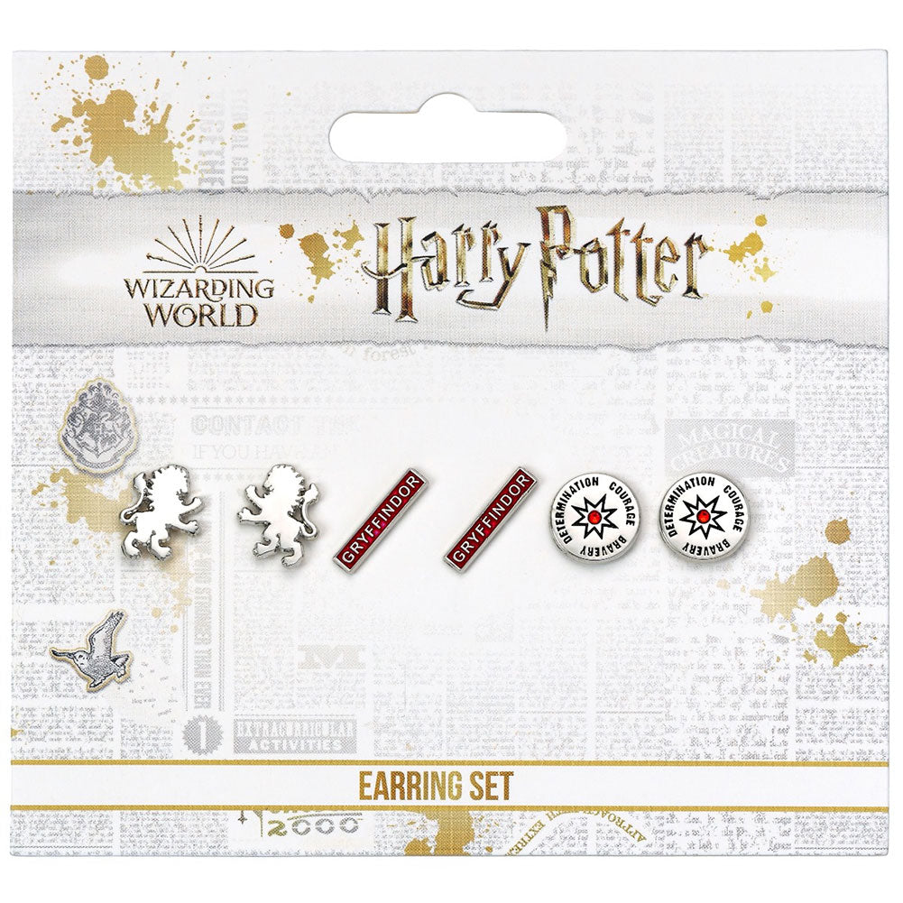 Harry Potter Silver Plated Earring Set Gryffindor Sweetlea Gifts Ltd ScentiMelti Wax Melts