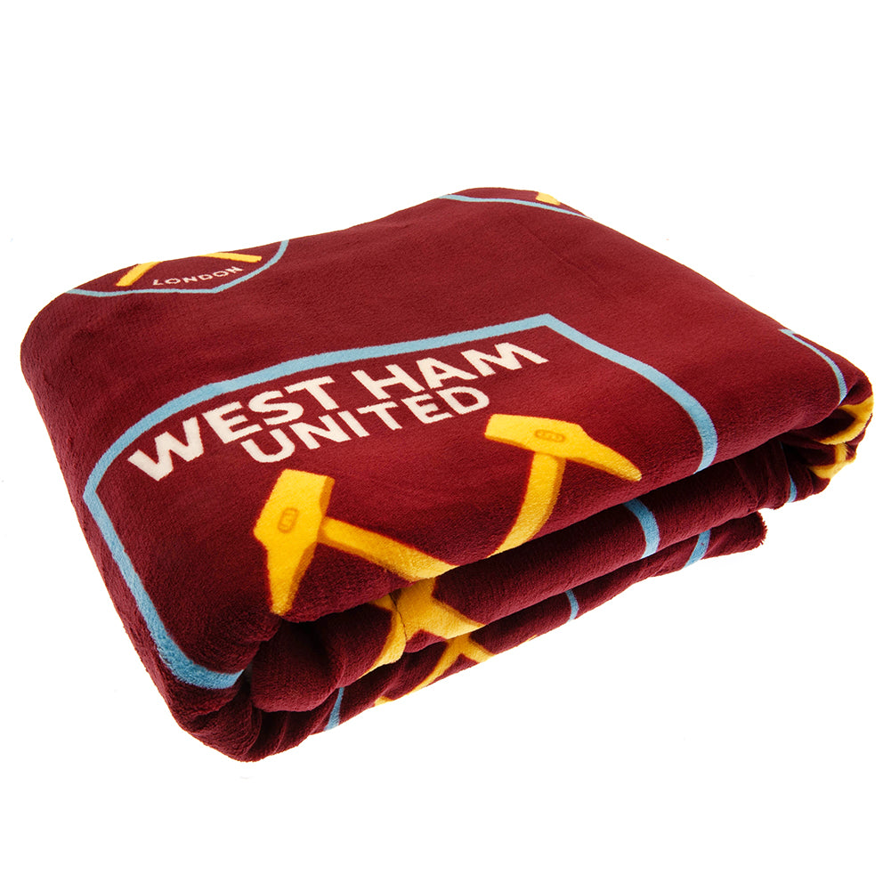 West Ham United FC Sherpa Fleece Blanket - ScentiMelti Home Fragrance, Beauty & Gifts UK