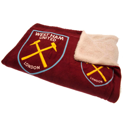 West Ham United FC Sherpa Fleece Blanket - ScentiMelti Home Fragrance, Beauty & Gifts UK