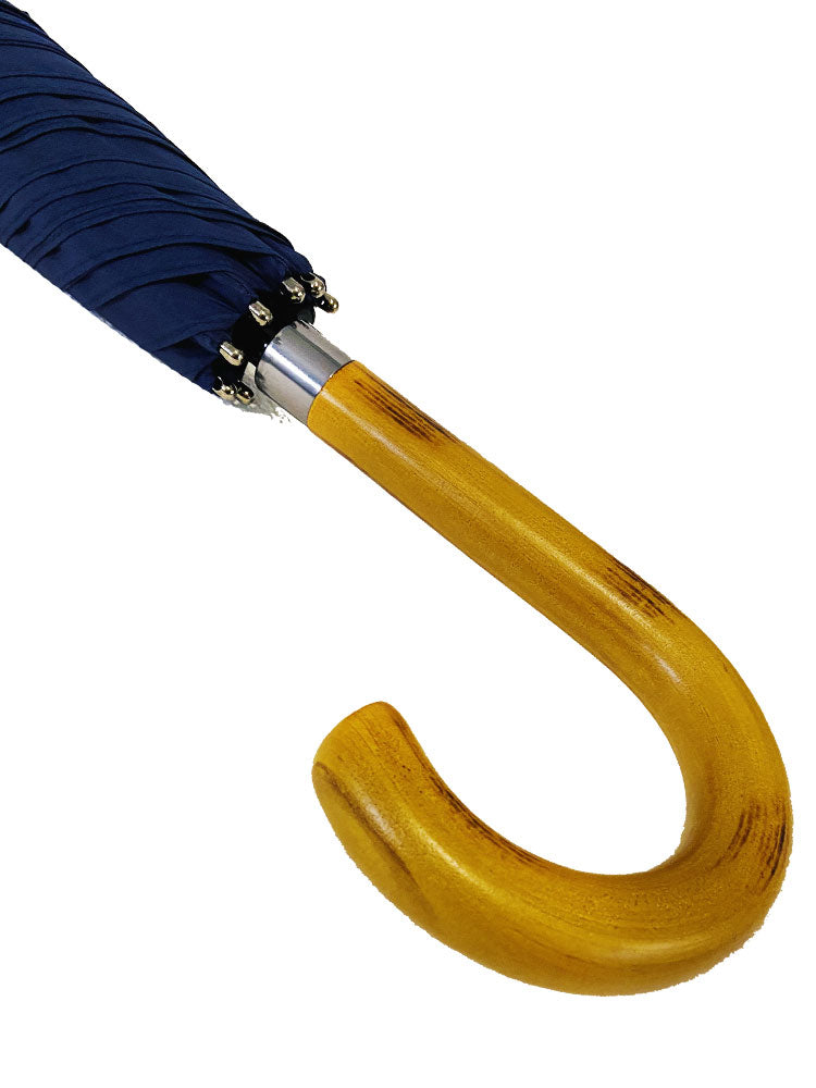 The Cotton® Crook Wooden Handle  Umbrella- French Navy - ScentiMelti Home Fragrance, Beauty & Gifts UK