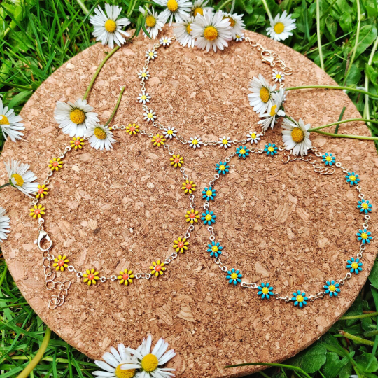 Multicolour Sun Flower Summer Indie Boho Daisy Floral Charms Payal Anklet - ScentiMelti Home Fragrance, Beauty & Gifts UK