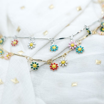 Colourful Rainbow Flower  Indie Boho Daisy Charms Dangle Choker Summer Necklace - ScentiMelti Home Fragrance, Beauty & Gifts UK