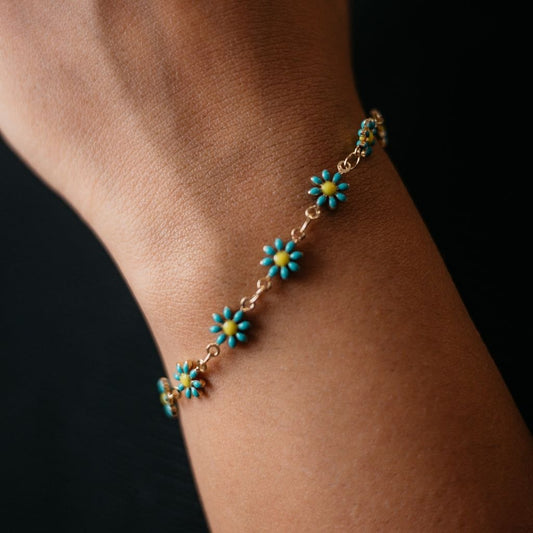 Multicolour Turquoise Sun Flower Summer Indie Boho Daisy Charms Bracelet - ScentiMelti Home Fragrance, Beauty & Gifts UK