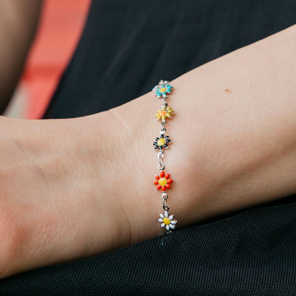 Colourful Rainbow Sun Flower Charm Indie Daisy Floral Summer Boho Bracelet - ScentiMelti Home Fragrance, Beauty & Gifts UK