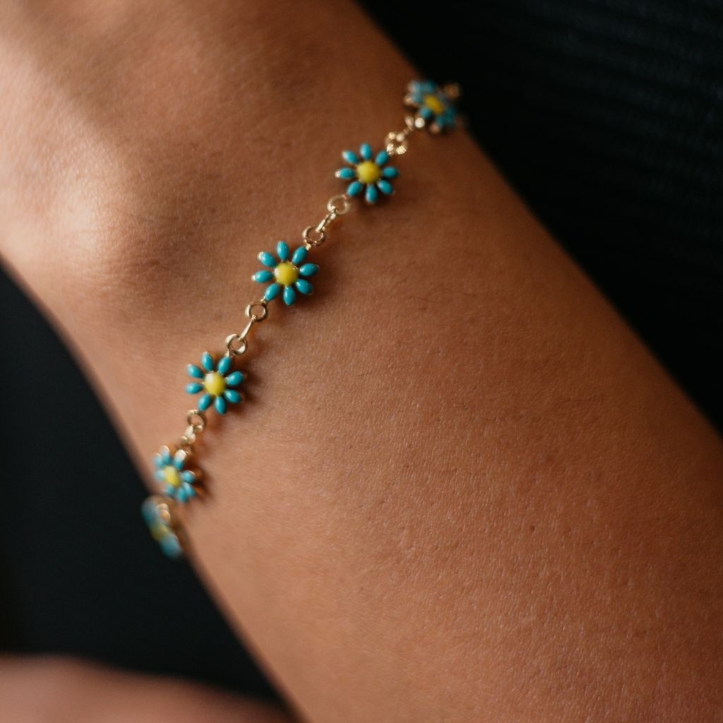 Multicolour Turquoise Sun Flower Summer Indie Boho Daisy Charms Bracelet - ScentiMelti Home Fragrance, Beauty & Gifts UK