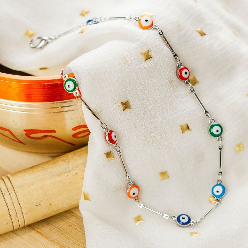 Multicolour Gold and Silver Evil Eye Charm Choker Protection Necklace - ScentiMelti Home Fragrance, Beauty & Gifts UK