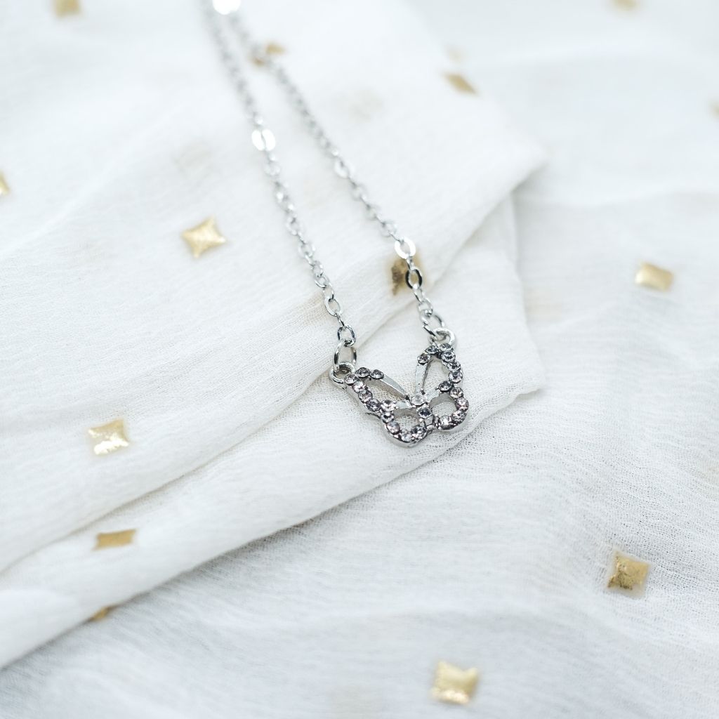 Silver and Gold Sparkly Zircon Butterfly Charm Dainty Pendant Necklace - ScentiMelti Home Fragrance, Beauty & Gifts UK