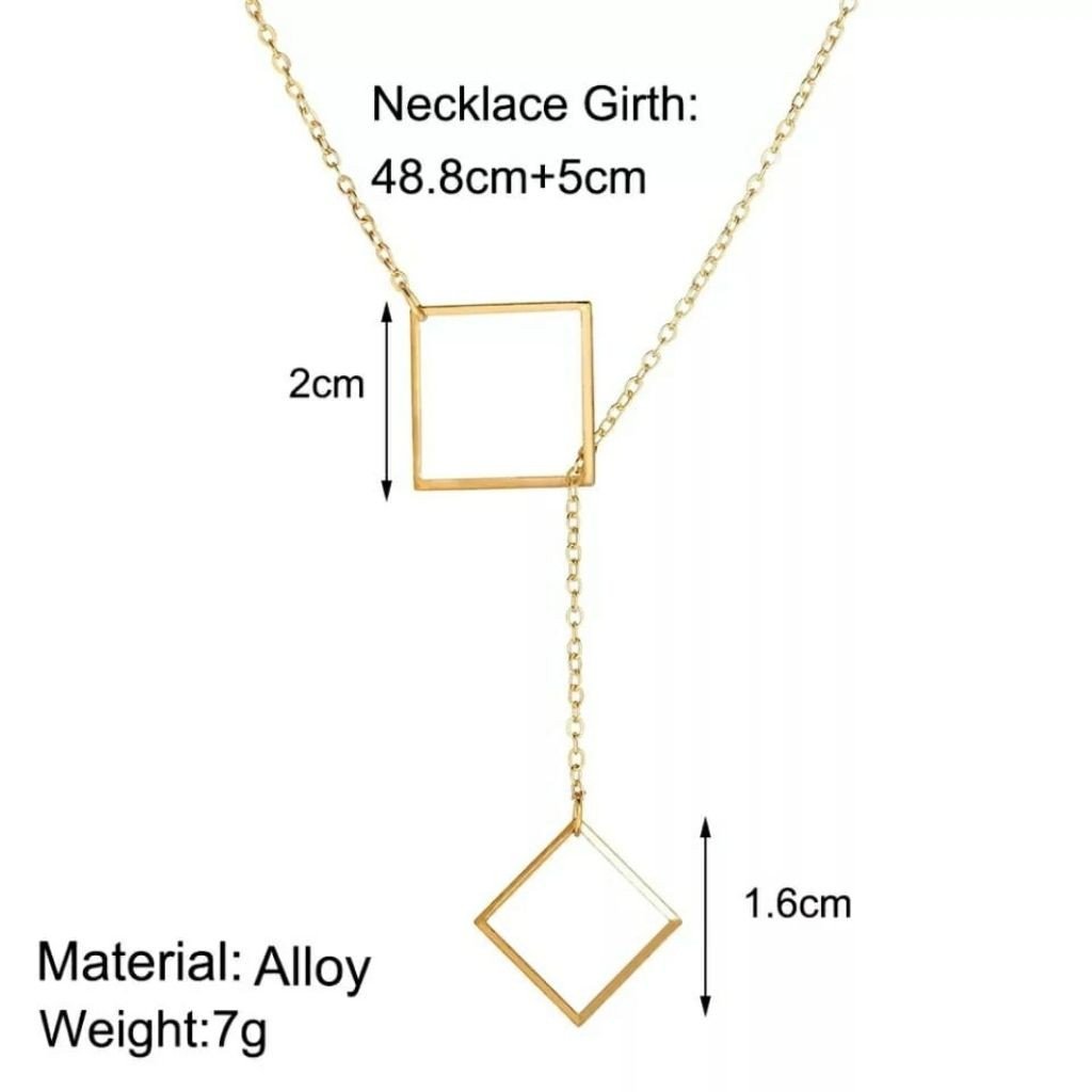 Two Square Drop Lariat Y Shape Interlock Rectangle Bar Lariat Drop Necklace - ScentiMelti Home Fragrance, Beauty & Gifts UK