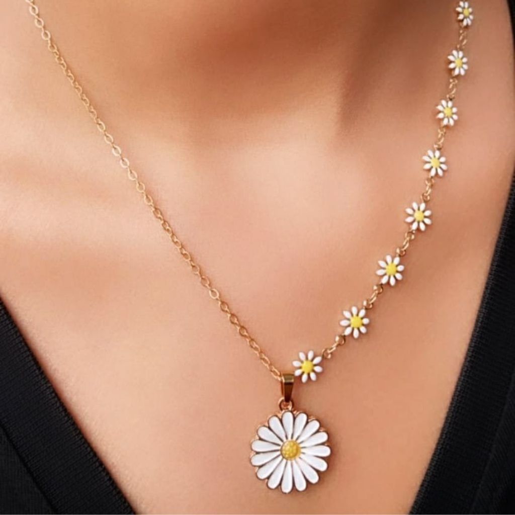 Half Turquoise Floral Indie Boho Daisy Charms Choker Summer Necklace - ScentiMelti Home Fragrance, Beauty & Gifts UK