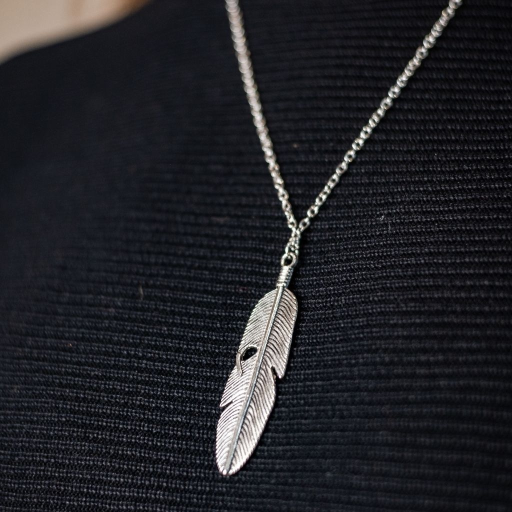 Large Angel Feather Leaf Charm Dainty Temple Statement Pendant Necklace - ScentiMelti Home Fragrance, Beauty & Gifts UK