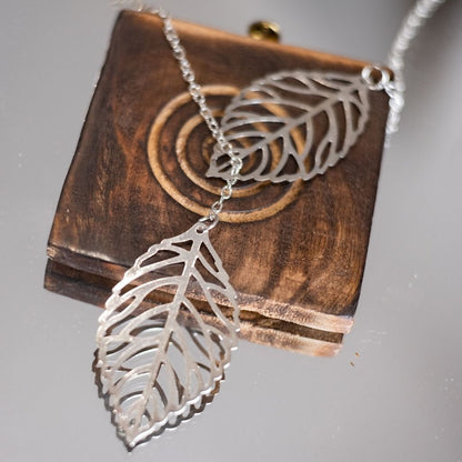 Gold Silver Twin Filigree Leaf Y shape Lariat Adjustable Necklace - ScentiMelti Home Fragrance, Beauty & Gifts UK