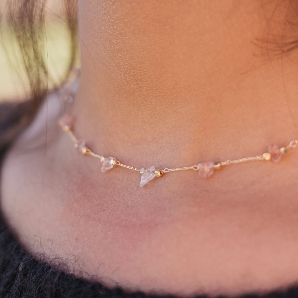 Gold Crystal Minimalist Citrine Quartz Stone Dainty Boho Daily Choker Necklace - ScentiMelti Home Fragrance, Beauty & Gifts UK