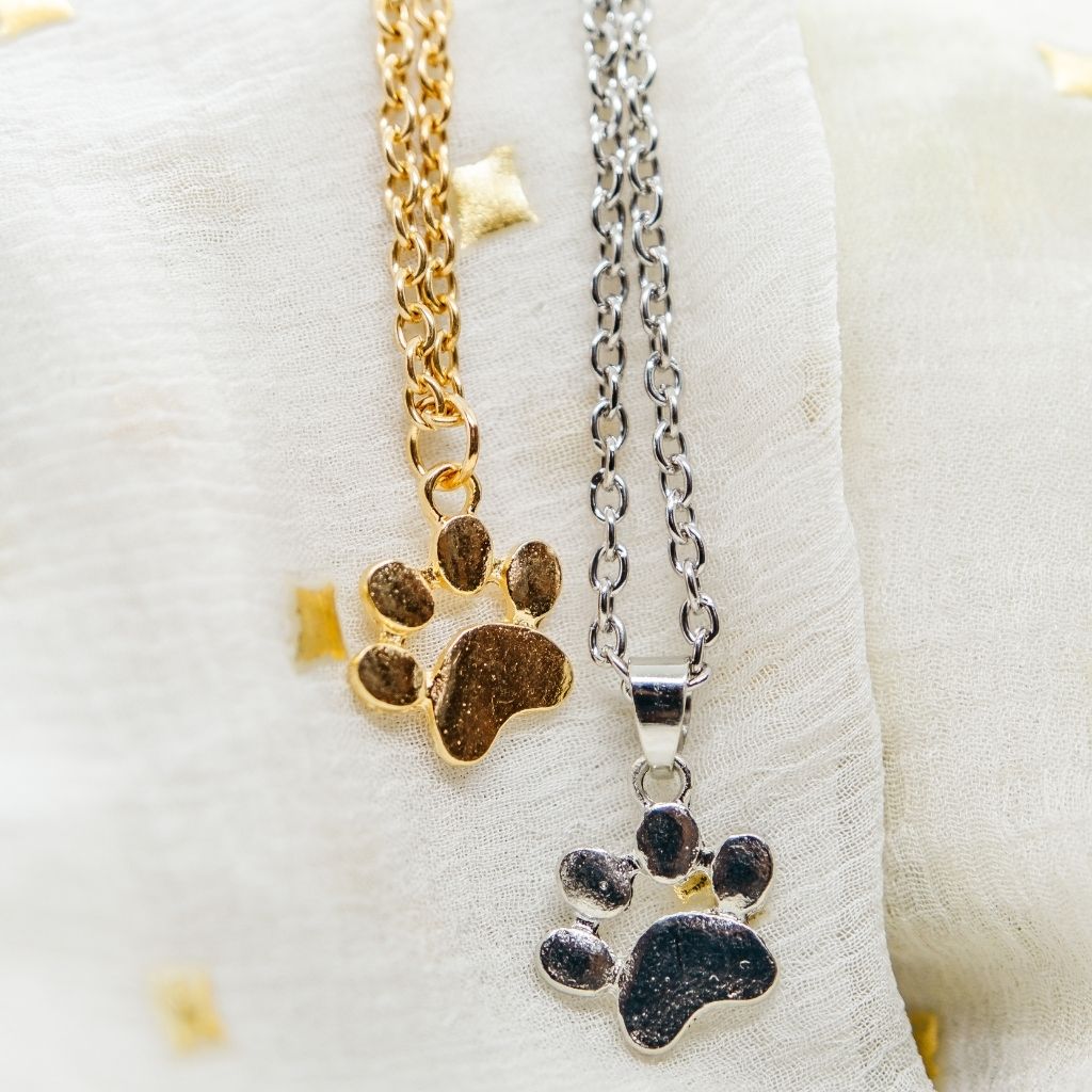 Silver Gold Cat Paw Dog and Kitten lovers Animal Footprint Pendant Necklace - ScentiMelti Home Fragrance, Beauty & Gifts UK