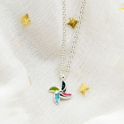 Colourful Rainbow Tiny Windmill Charm Summer Adjustable Pendant Necklace - ScentiMelti Home Fragrance, Beauty & Gifts UK