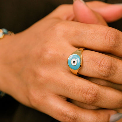 Adjustable Devil Evil Eye Turkish Boho Protection Nazaria Ring - ScentiMelti Home Fragrance, Beauty & Gifts UK