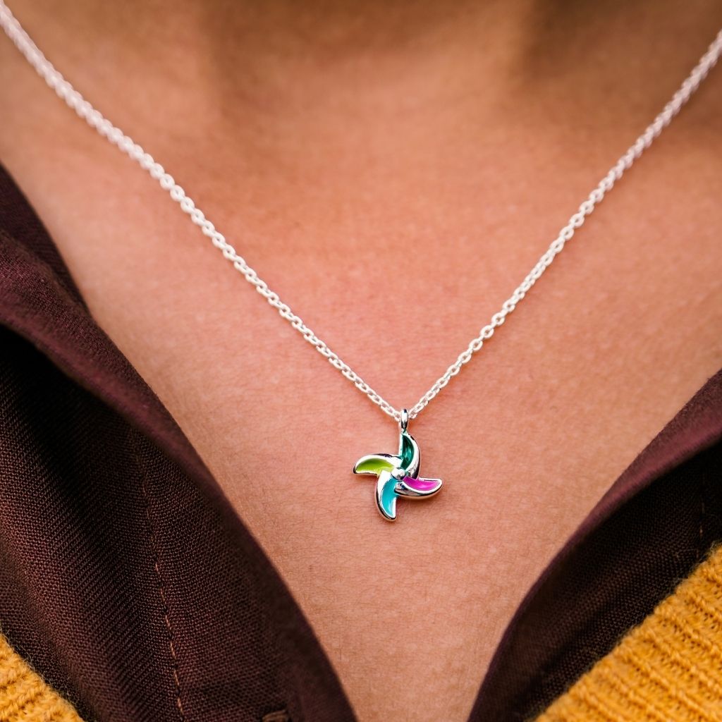 Colourful Rainbow Tiny Windmill Charm Summer Adjustable Pendant Necklace - ScentiMelti Home Fragrance, Beauty & Gifts UK