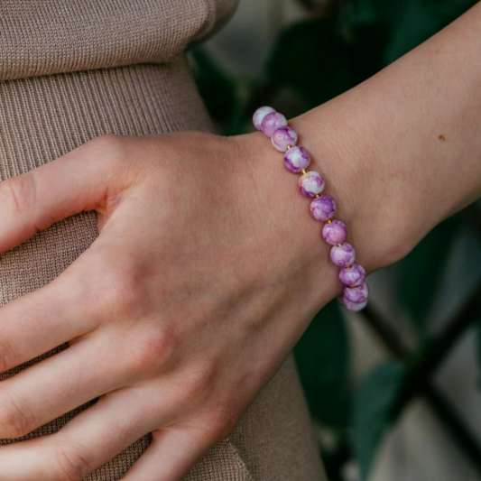 Handmade Purple Multicolour Marble Glass Beaded Elephant Charm Screw Bracelet The Colourful Aura ScentiMelti Wax Melts