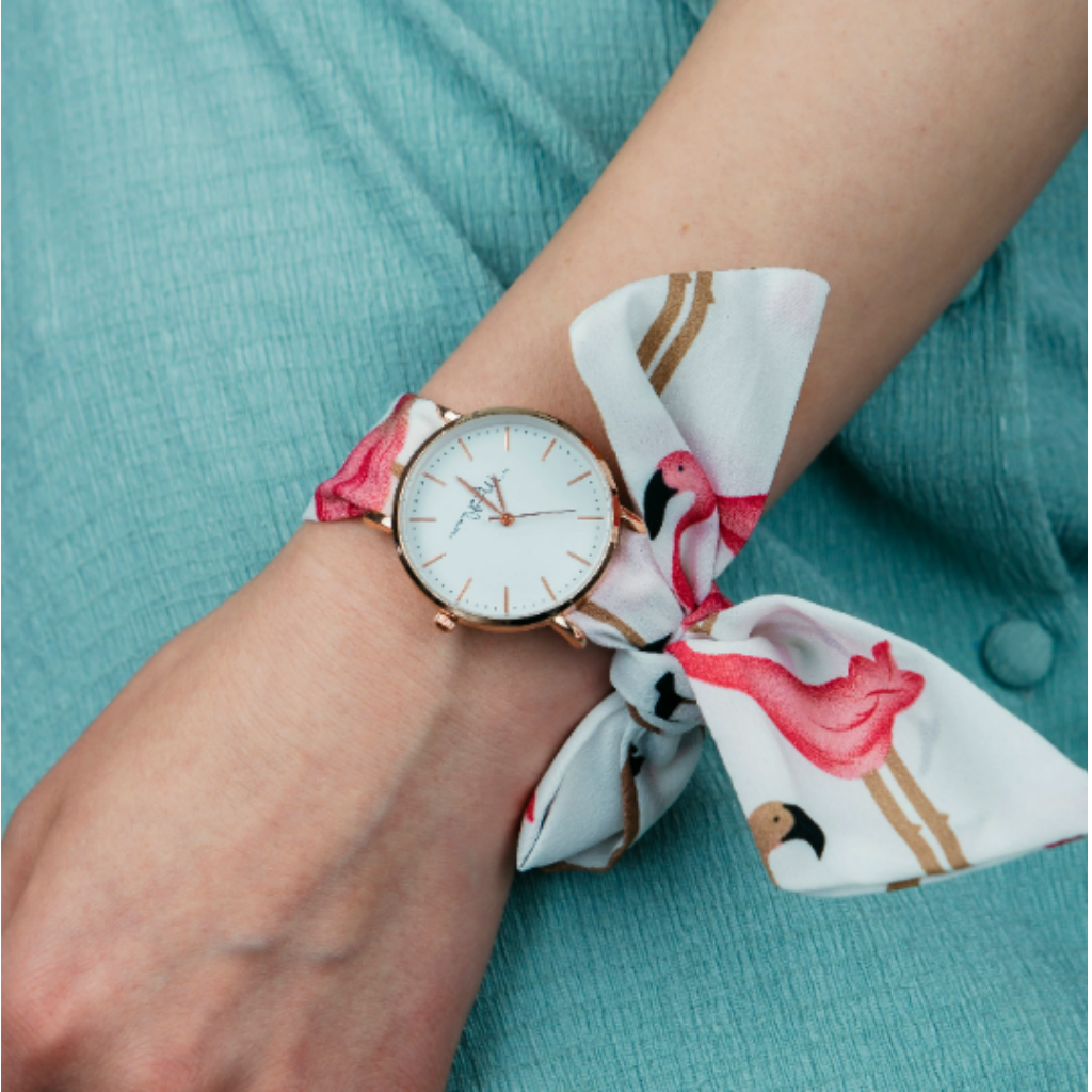 White Swan Cloth Changeable Cotton Tie Knot Strap Geneva Boho Wristwatch - ScentiMelti Home Fragrance, Beauty & Gifts UK