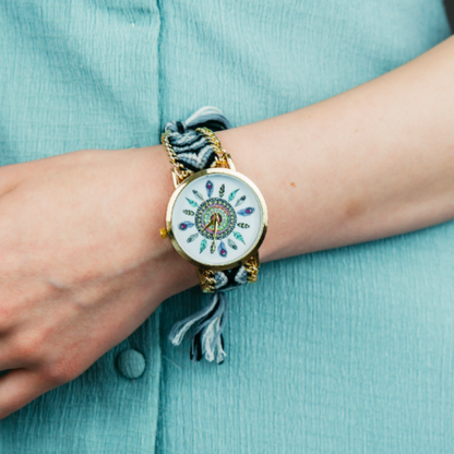 Boho Mandala Dial Jute Braided Bracelet Wrist Watch for Women The Colourful Aura ScentiMelti Wax Melts