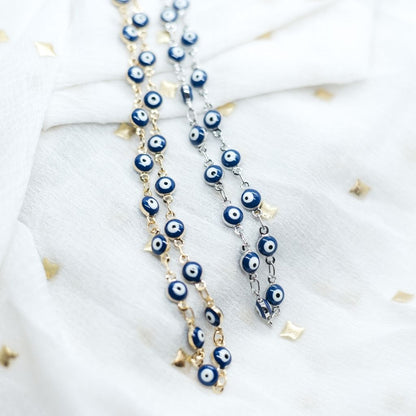 Evil Eye Blue Devil Eye Bead Minimalist Adjustable Turkish Boho Nazaria Necklace - ScentiMelti Home Fragrance, Beauty & Gifts UK