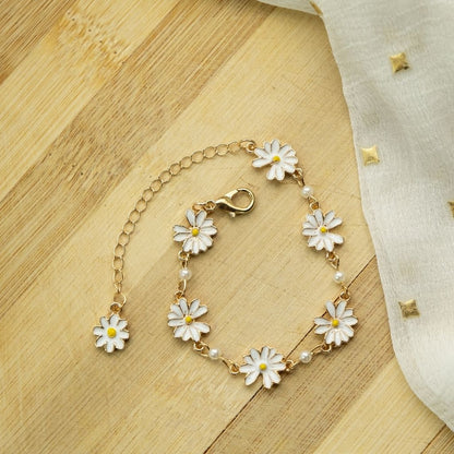 Gold Plated Sun Flower Charms Summer Indie Boho Daisy Floral Adjustable Bracelet - ScentiMelti Home Fragrance, Beauty & Gifts UK