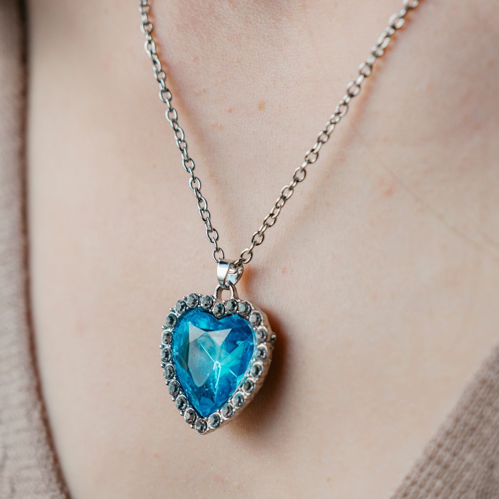 Large Titanic Blue Heart Zircon Vintage Diamond Pendant Necklace - ScentiMelti Home Fragrance, Beauty & Gifts UK