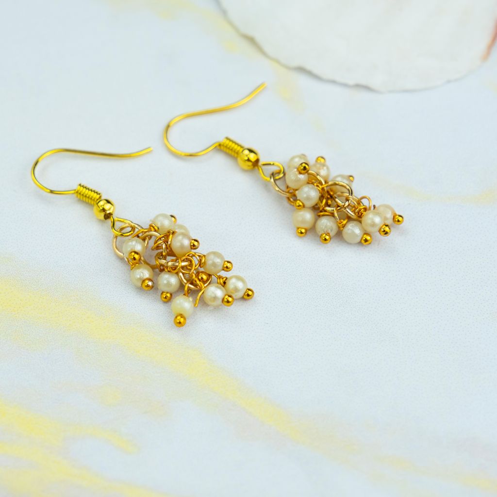 Gold and Silver Small Pearl Poth Dainty Pearl Delicate Dainty Drop Hook Earrings - ScentiMelti Home Fragrance, Beauty & Gifts UK