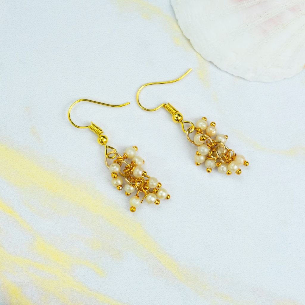 Gold and Silver Small Pearl Poth Dainty Pearl Delicate Dainty Drop Hook Earrings - ScentiMelti Home Fragrance, Beauty & Gifts UK