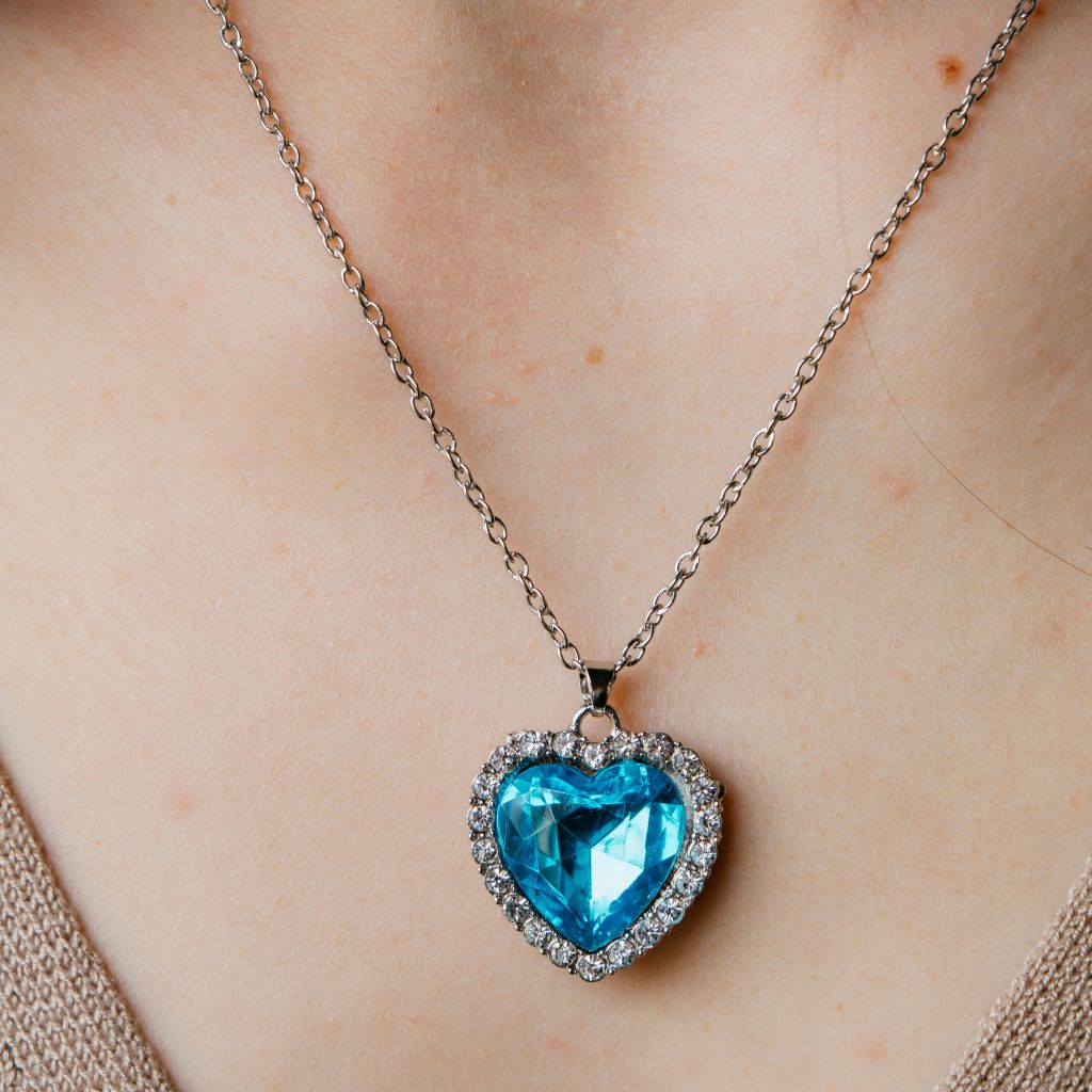 Large Titanic Blue Heart Zircon Vintage Diamond Pendant Necklace - ScentiMelti Home Fragrance, Beauty & Gifts UK