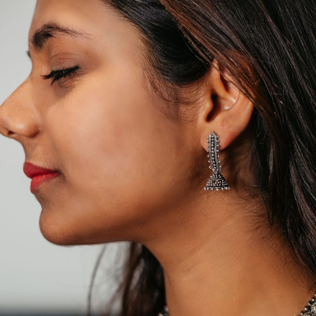 Small Bohemian Trinket Indian Oxidised Boho Drop Ethnic Studs Jhumkis Earrings The Colourful Aura ScentiMelti Wax Melts