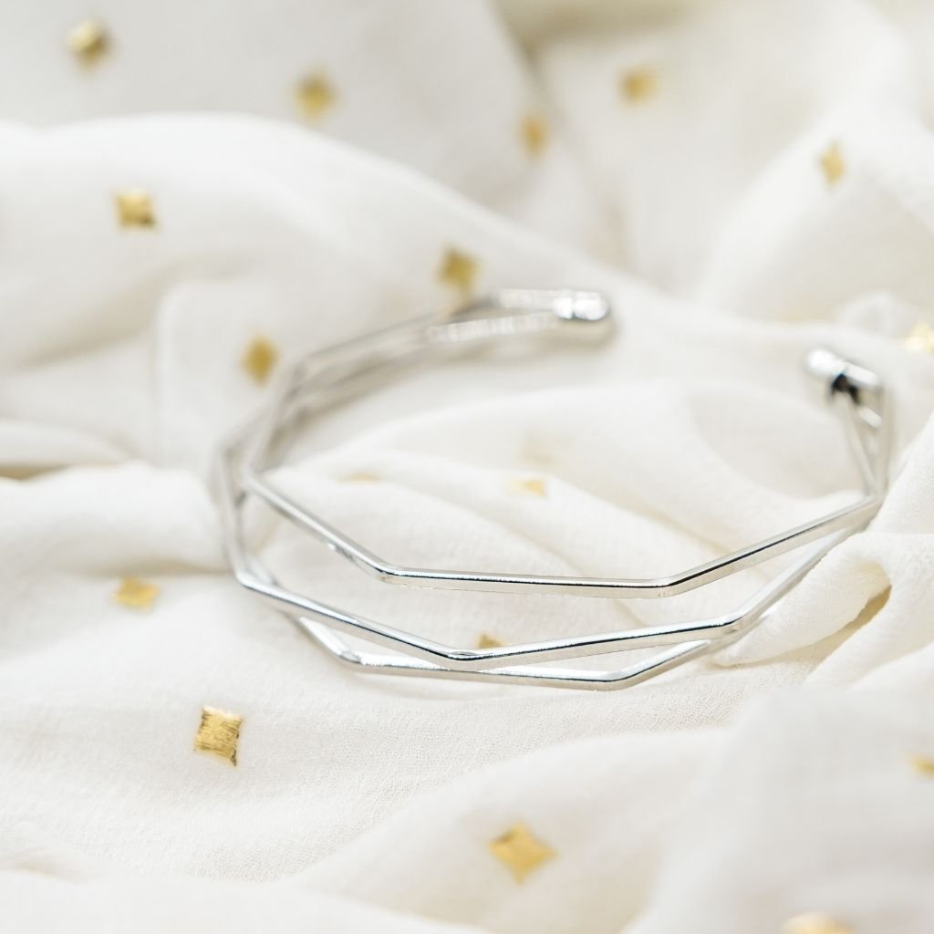 Adjustable Three Layer Gold Silver Twist Geometric Cuff Bangle Bracelet - ScentiMelti Home Fragrance, Beauty & Gifts UK