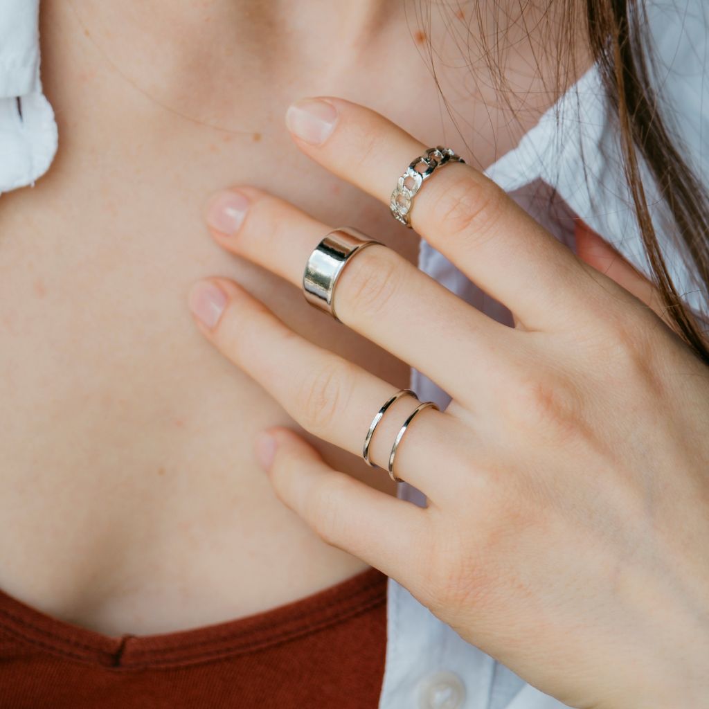 3 Piece Adjustable Wide Band Silver Cuff Resizable Boho Ring set - ScentiMelti Home Fragrance, Beauty & Gifts UK