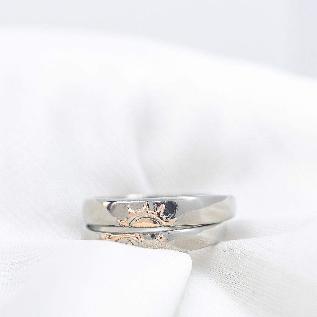 Moon and Sun Adjustable Silver Couple Promise his and hers Rings - ScentiMelti Home Fragrance, Beauty & Gifts UK