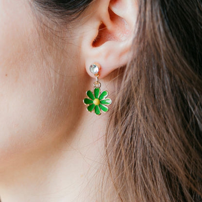 White Daisy Sun Flower Zircon Dangle Drop Summer Floral Handmade Stud Earrings The Colourful Aura ScentiMelti Wax Melts