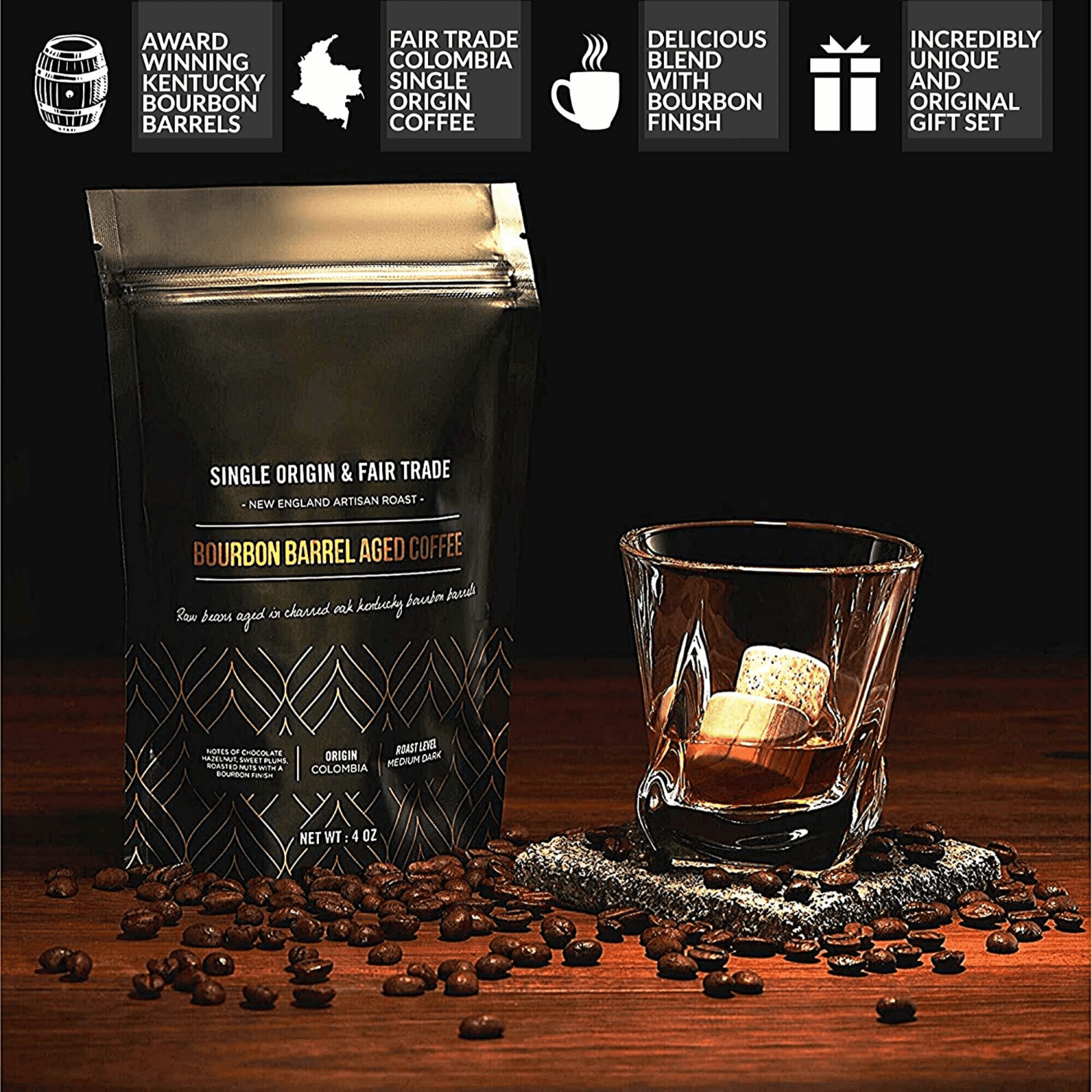 The Gourmet Set - ROCKS x Bourbon Barrel Aged Coffee R.O.C.K.S. Whiskey Chilling Stones ScentiMelti Wax Melts