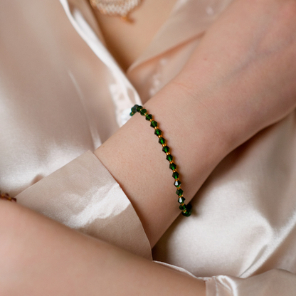 Green Gold Crystal Beaded Sparkle minmalist Elegant Bracelet - ScentiMelti Home Fragrance, Beauty & Gifts UK