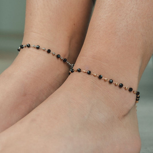 Asian Black Bead Chain Nazaria protection Indian Payal Emo Anklet - ScentiMelti Home Fragrance, Beauty & Gifts UK