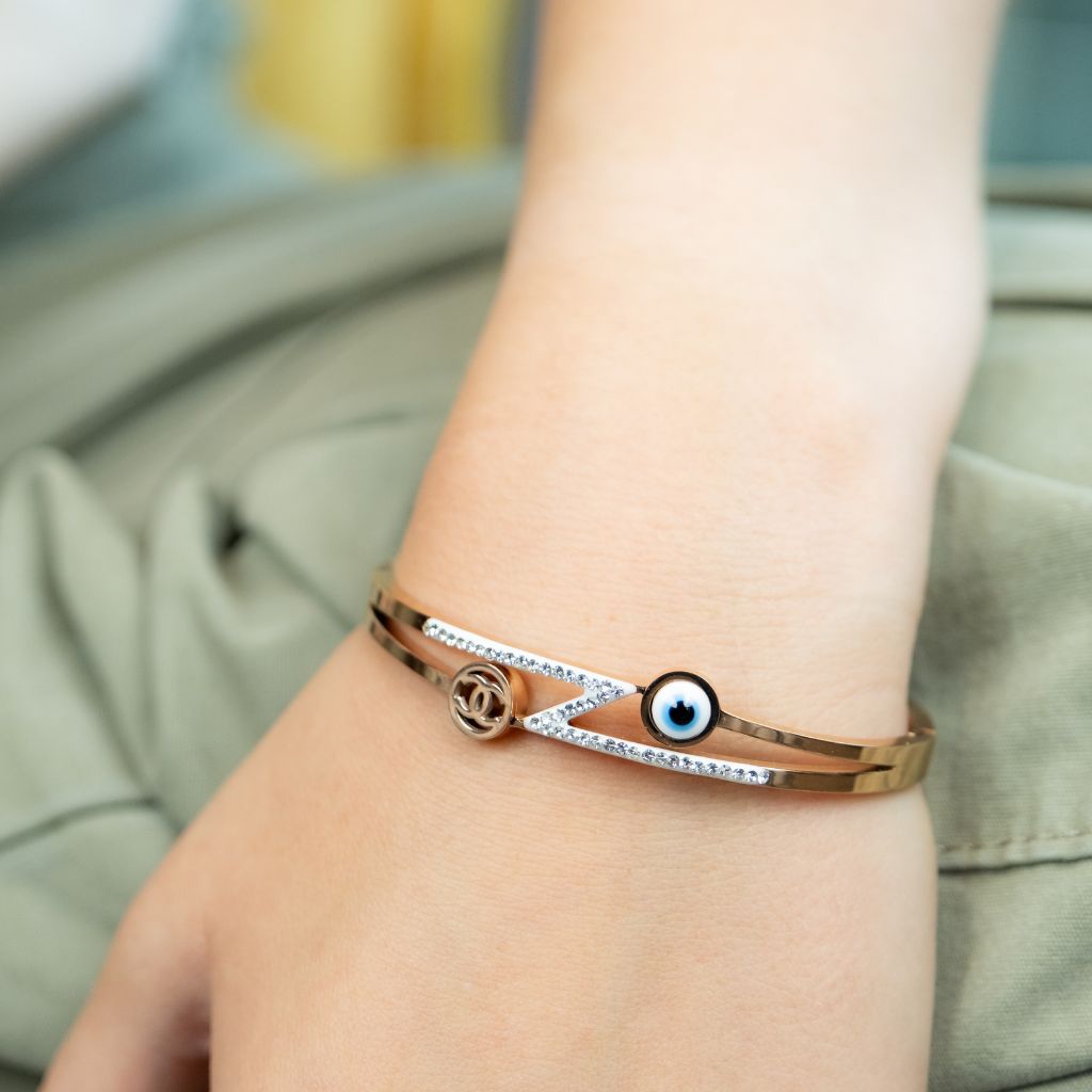 Lightning Zircon Evil Eye Rose Gold Chanel Bangle Bracelet The Colourful Aura ScentiMelti Wax Melts