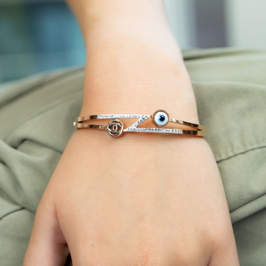 Lightning Zircon Evil Eye Rose Gold Chanel Bangle Bracelet The Colourful Aura ScentiMelti Wax Melts