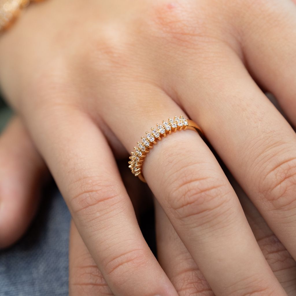 Adjustable Round Rose Gold Elegant Zircon Geometric Stackable Ring - ScentiMelti Home Fragrance, Beauty & Gifts UK