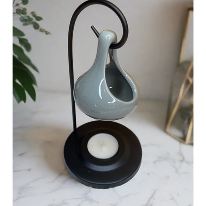 'Sophia' Hanging Teardrop Wax Melt Oil Burner | GREY - ScentiMelti  'Sophia' Hanging Teardrop Wax Melt Oil Burner | GREY