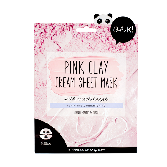 Oh K! Pink Clay & Witch Hazel Cream Sheet Mask - ScentiMelti Home Fragrance, Beauty & Gifts UK