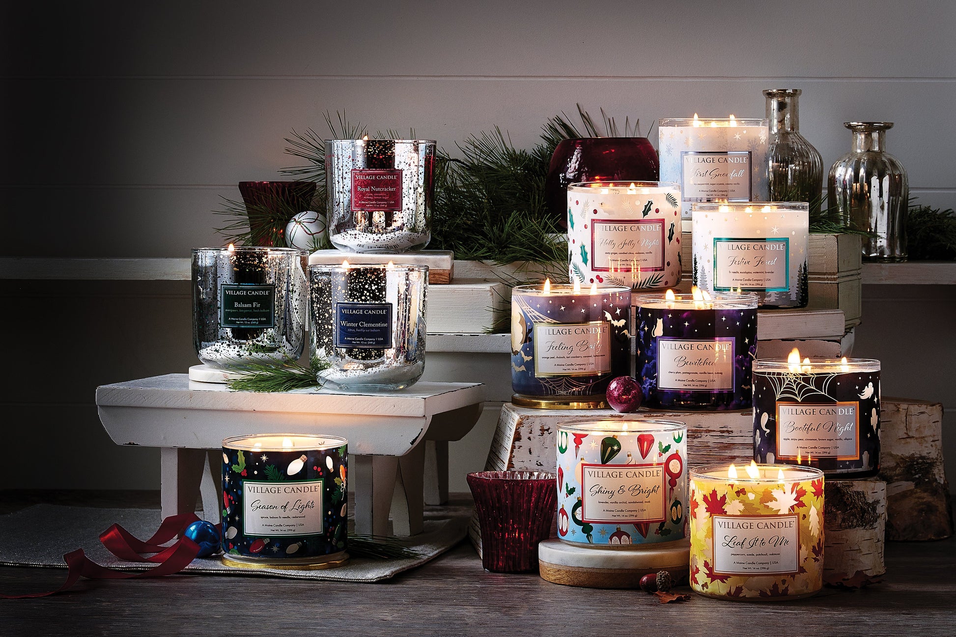 Village Candle - Festive Forest - Luminary Bowl - ScentiMelti Home Fragrance, Beauty & Gifts UK