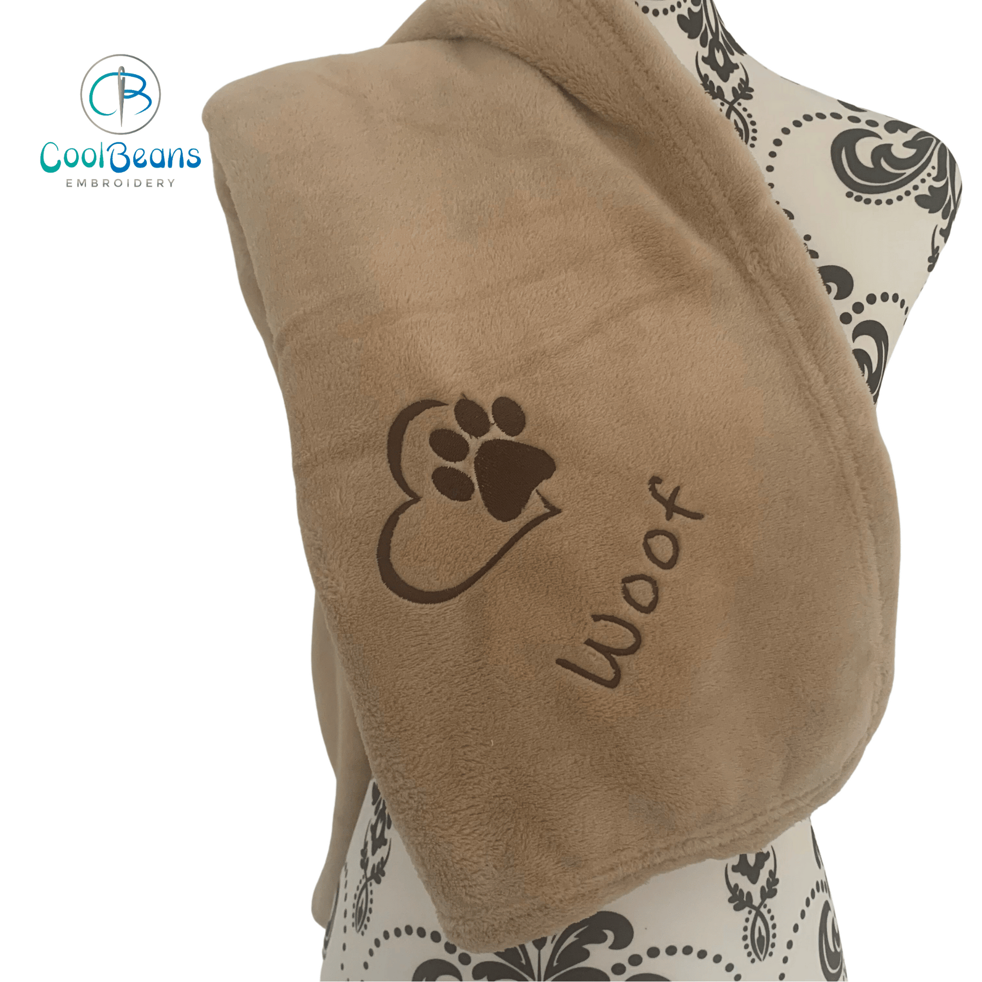 Pet Fleece Blanket - Heart & Paw - Personalised in Corner Cool Beans Embroidery & Personalisation ScentiMelti Wax Melts